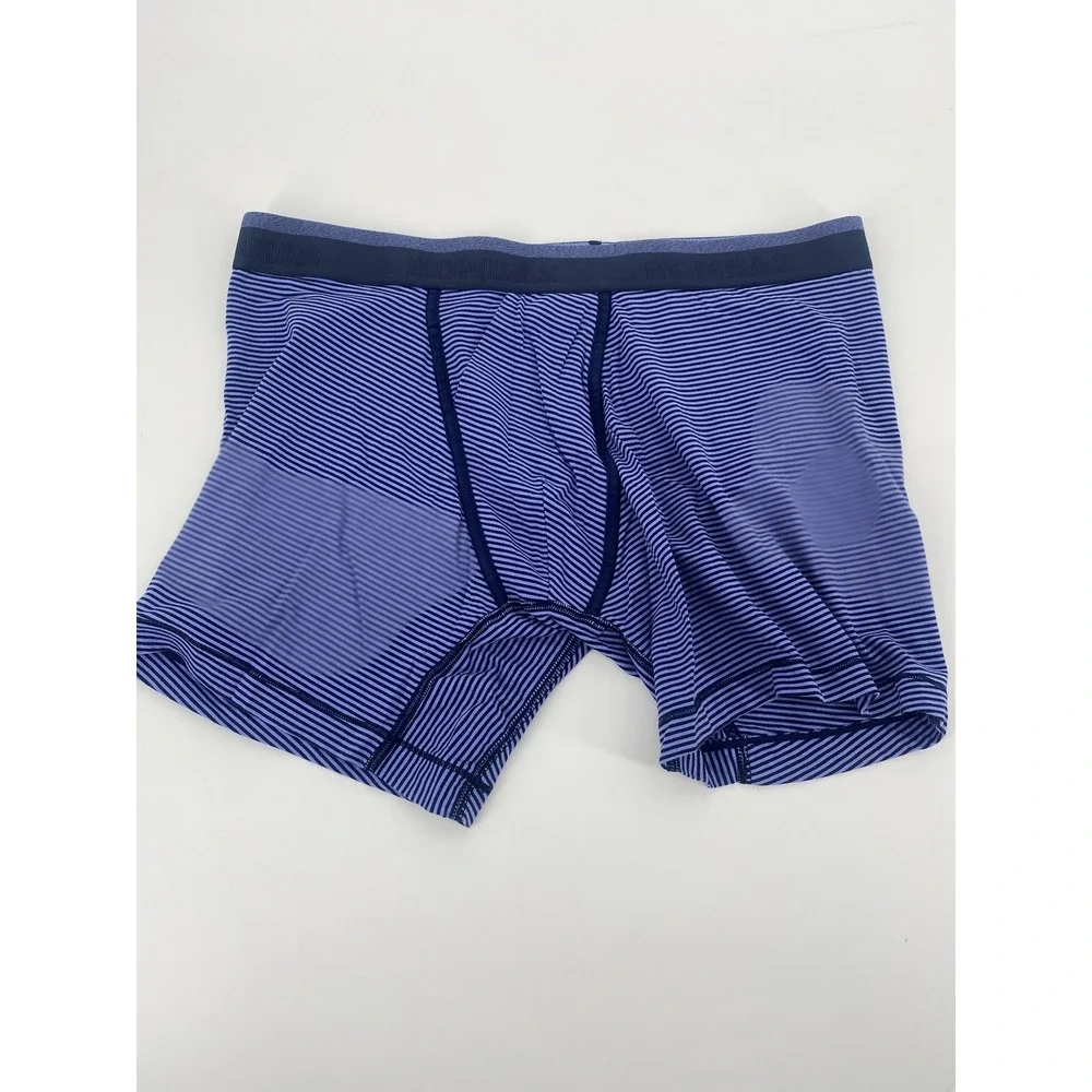 Bombas Boxer Briefs Mens Large Blue Navy Striped Modal Cotton Stretch Underwear